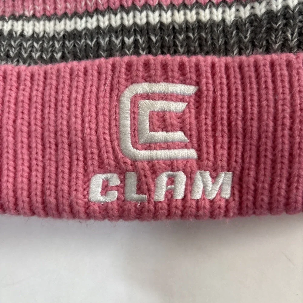 Clam Winter Womans Pink Beanie Hat Great Shape Very Warm Super Cute